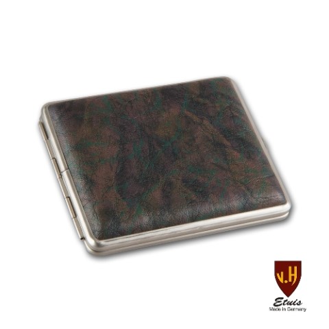84460_a_zigarettenetui_kunstleder_18er_kingsize_braun_marmoriert_mit_gummizug Zigaretten-Etui Metall mit Kunstleder-Cover in braun marmoriert, 18er