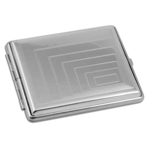 58324 Zigaretten-Etui Nickel-Chrom-Poliert mit Rechteck-Dekor, 24er