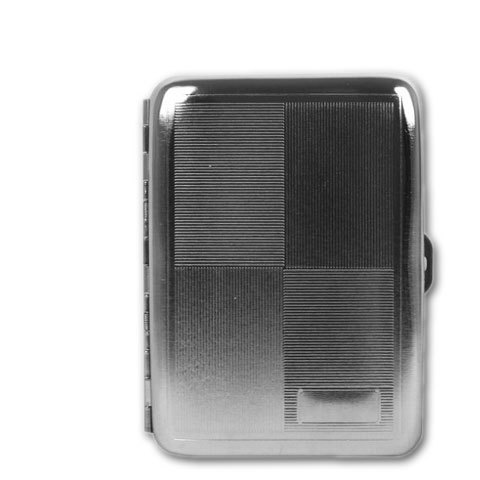 zigaretten-etui-zigaretten-etui-metall-mit-streifen-dekor-und-gravurfeld-14er-677-79958-n01 Zigaretten-Etui Metall mit Streifen-Dekor und Gravurfeld, 14er