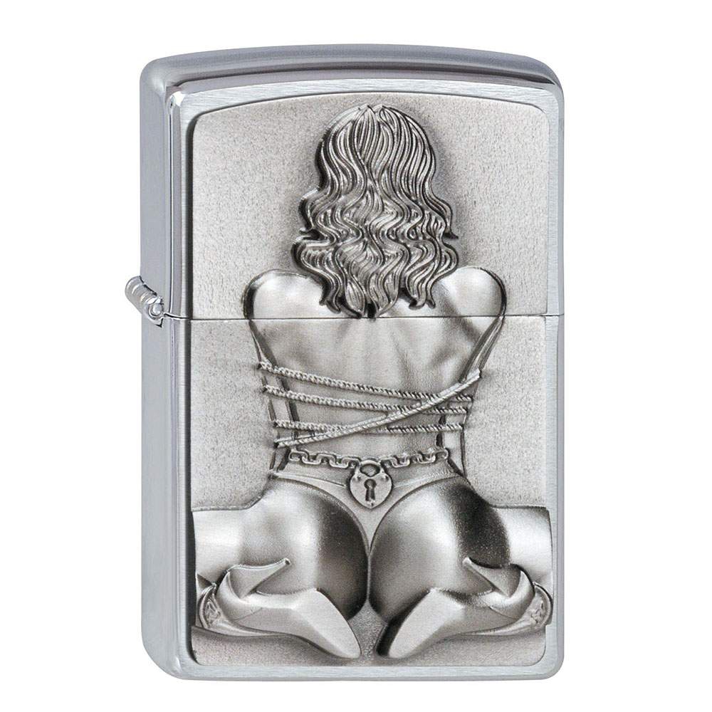 zippos-zippo-chrom-gebuerstet-bondage-girl-emblem-cigarre24-653-26455-n01 Zippo Chrom gebürstet Bondage Girl Emblem