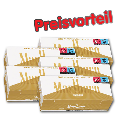 5 x Marlboro Gold Filter - Hülsen, 200er