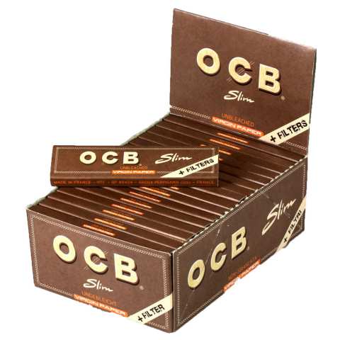 94264_ocb_unbleached_slim_virginia_plus_filtertips_1 OCB Unbleached Slim Virgin Zigarettenpapier + Tips Einzelpackung