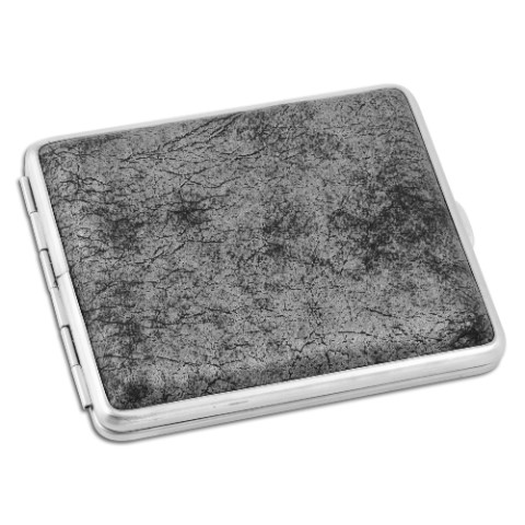 5434 Zigaretten-Etui Metall mit Kunstleder-Cover in grau meliert, 18er