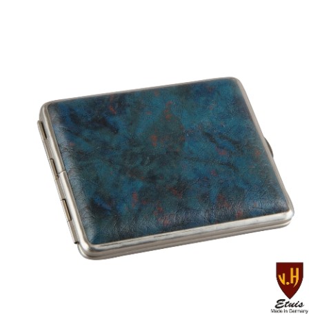 84459_a_zigarettenetui_kunstleder_18er_kingsize_blau_marmoriert_mit_gummizug Zigaretten-Etui Metall mit Kunstleder-Cover in blau marmoriert, 18er