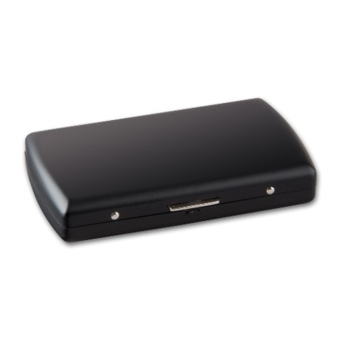 99629_a_zigarettenetui_12er_metall_pearl_leder_schwarz_mit_clip_ks_format Zigaretten-Etui Pearl Metall in schwarz, 12er