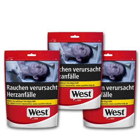 West Red Volume Tobacco, 3x85g Zip-Beutel