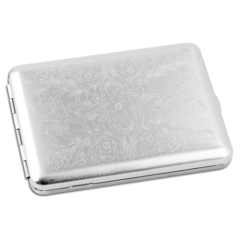 58344 Zigaretten-Etui Nickel-Satiniert mit Venetian-Dekor für 100mm Format, 18er