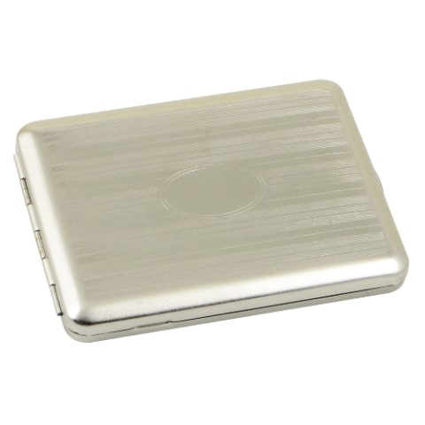 20944 Zigaretten-Etui Nickel-Satiniert mit Streifen-Dekor für 100mm Format, 18er