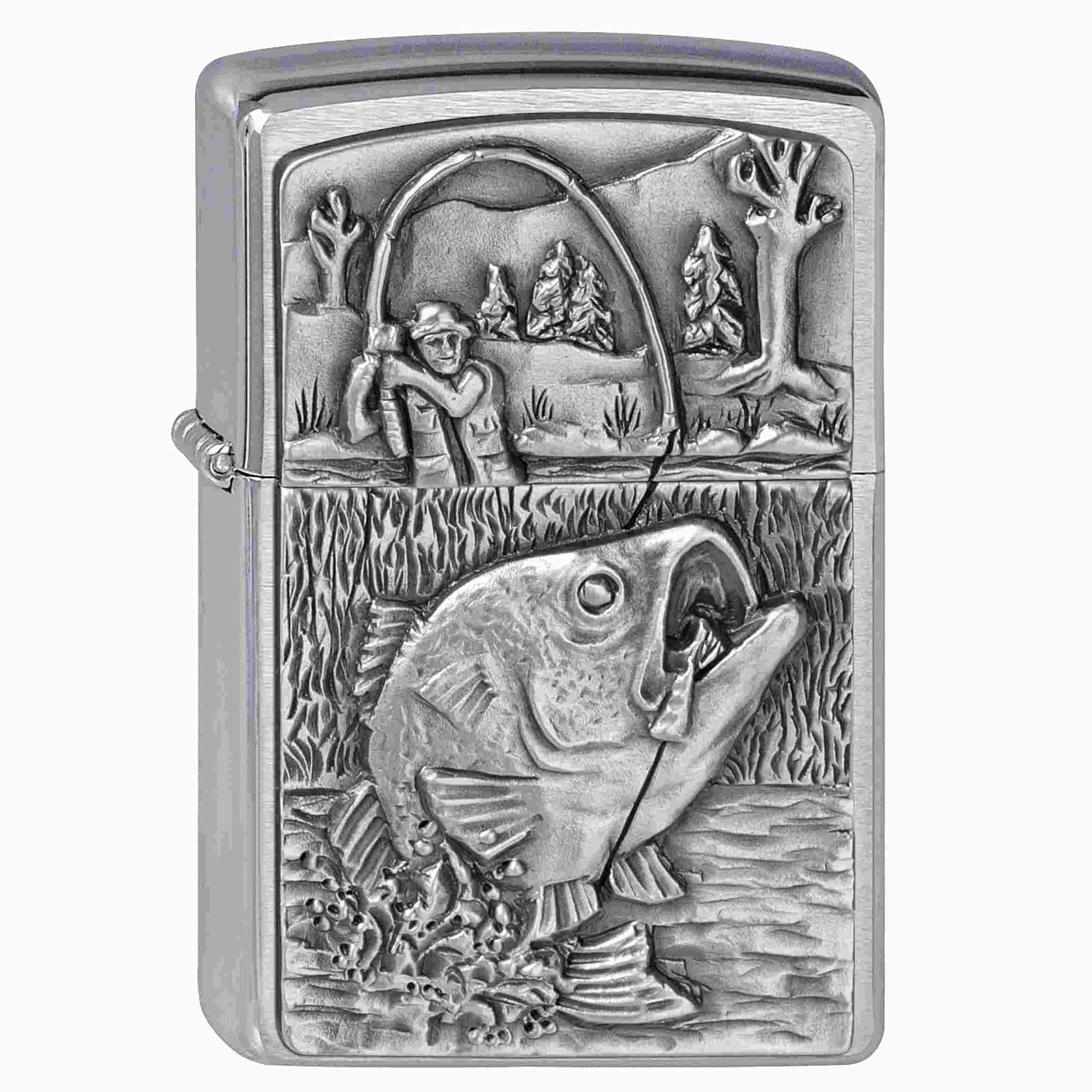 zippos-zippo-chrom-gebuerstet-bass-fishing-cigarre24-653-81965-n01 Zippo Chrom gebürstet Bass Fishing