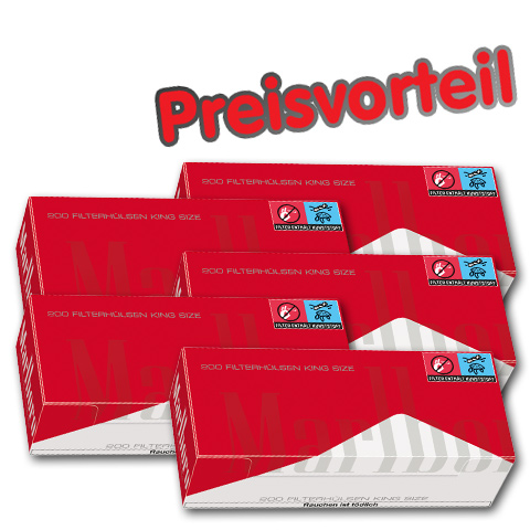 5 x Marlboro Red Filter - Hülsen, 200er