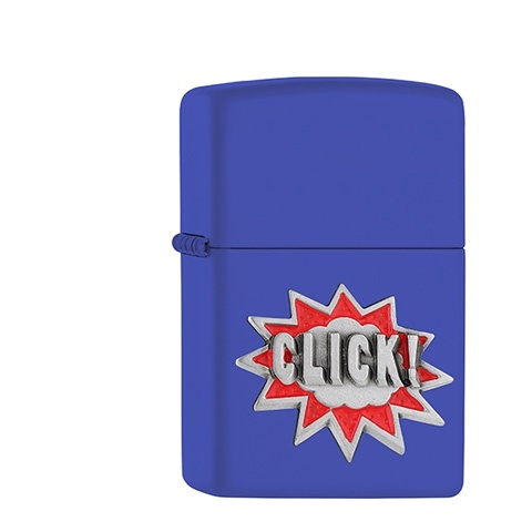 Zippo Royal Blau matt Click! Emblem
