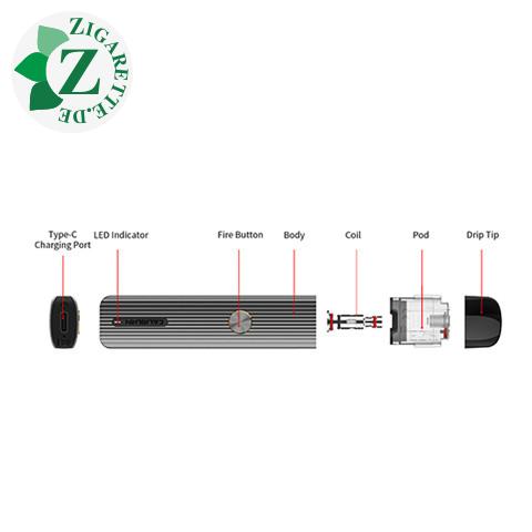 E-Zigarette UWELL Caliburn G Set - Grau 690 mAh
