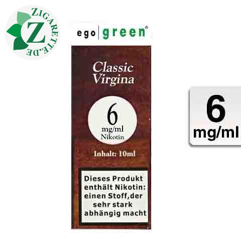 Ego Green E-Liquid Classic Virginia Tobacco 6mg Nikotin